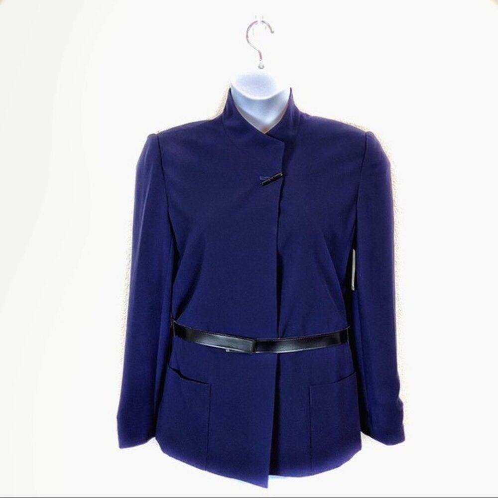 Vintage Blazer Blue Retro CC Collection Women's Navy Long Sleeve Belted Size 12